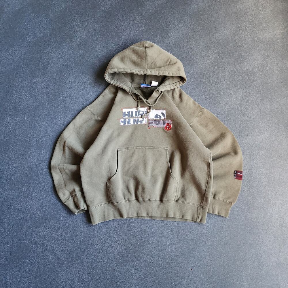 Vintage Hurley Olive Green Skater Grunge Pullover Hoodie Medium